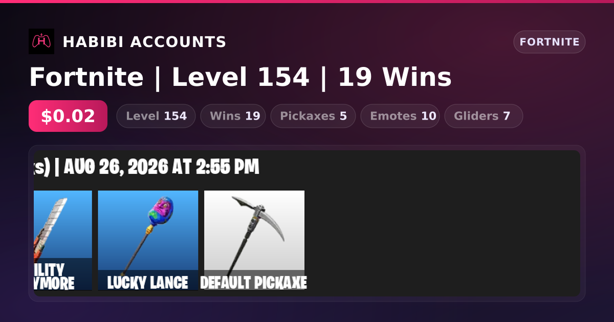 Fortnite | Level 154 | 19 Wins — HabibiAccounts