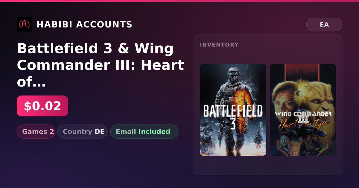 Battlefield 3 & Wing Commander III: Heart of the Tiger | 2 Games — HabibiAccounts
