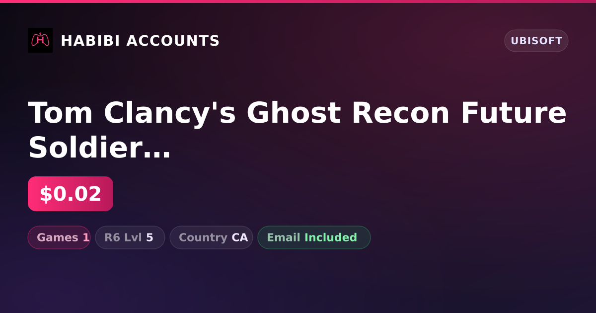 Tom Clancy's Ghost Recon Future Soldier | 1 Games — HabibiAccounts