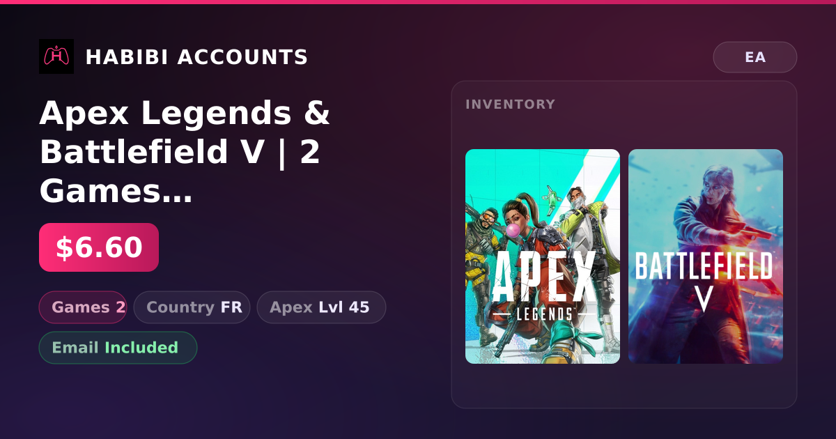 Apex Legends & Battlefield V | 2 Games | Apex Lvl 45
