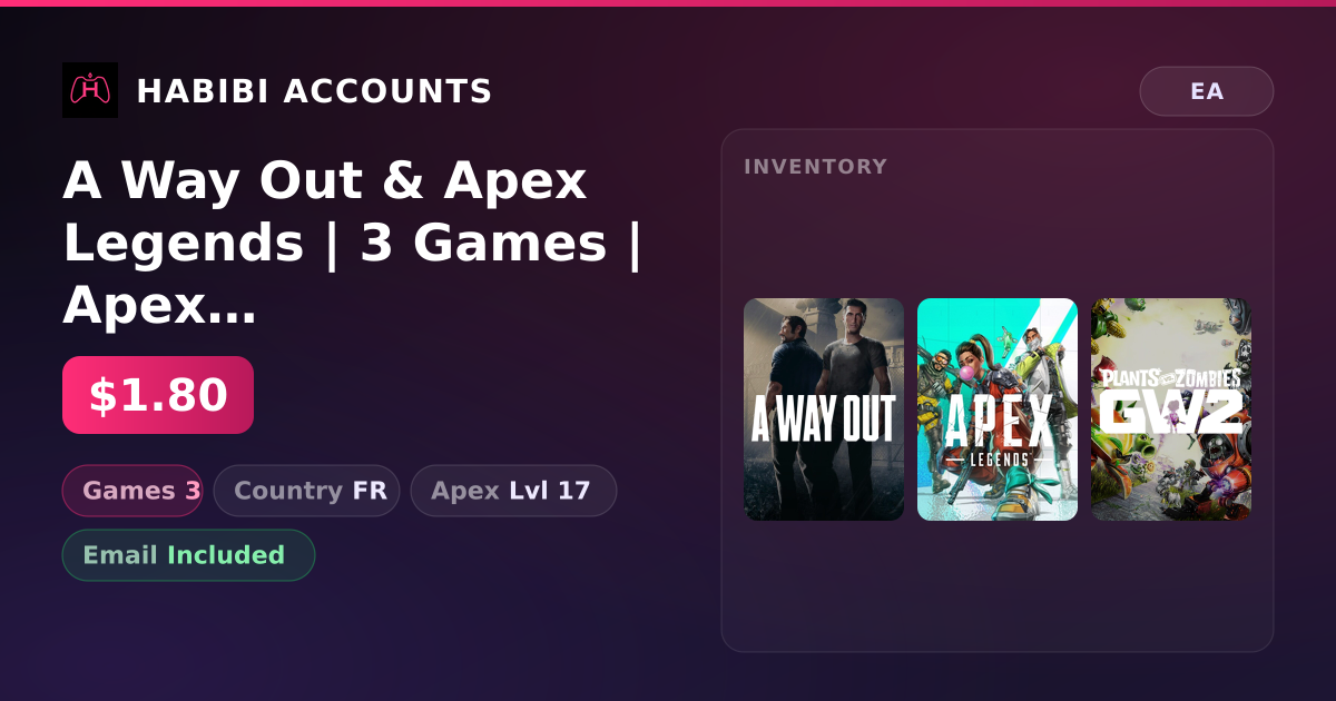A Way Out & Apex Legends | 3 Games | Apex Lvl 17