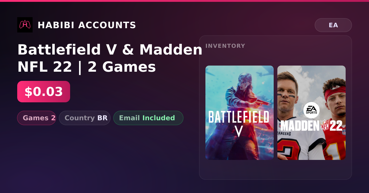 Battlefield V & Madden NFL 22 | 2 Games — HabibiAccounts