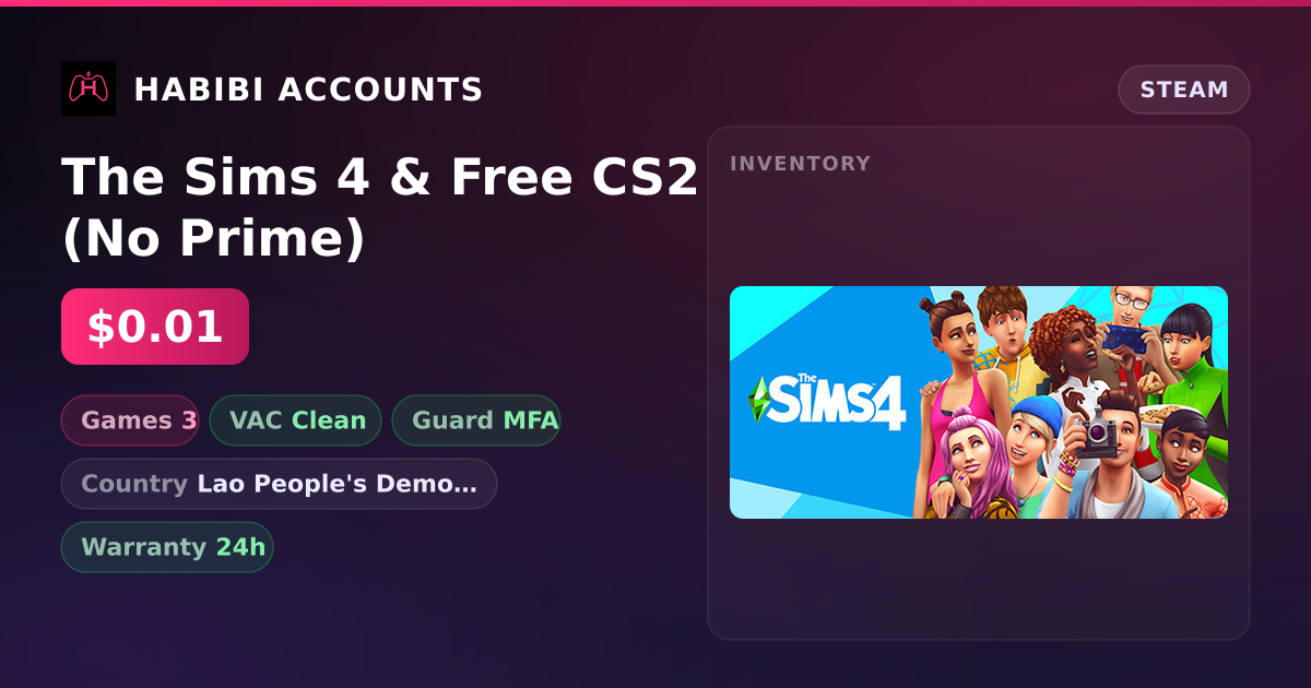 The Sims 4 & Free CS2 (No Prime) — HabibiAccounts