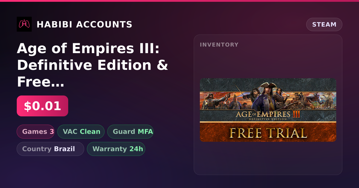 Age of Empires III: Definitive Edition & Free CS2 (No Prime) — HabibiAccounts