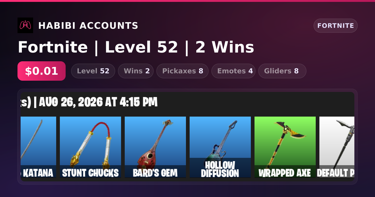 Fortnite | Level 52 | 2 Wins — HabibiAccounts