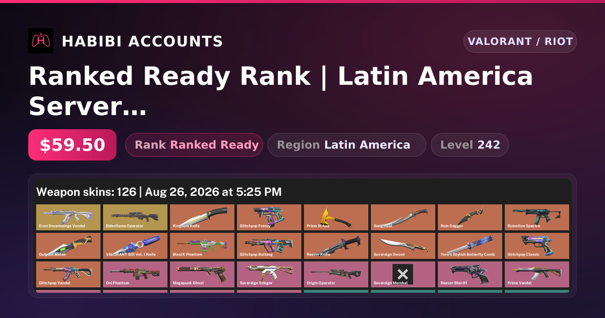 Ranked Ready Rank | Latin America Server | 126 Skins | 9 Knives | Level 242 — HabibiAccounts