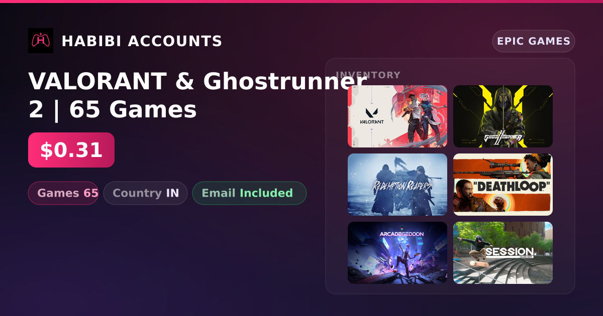 VALORANT & Ghostrunner 2 | 65 Games — HabibiAccounts