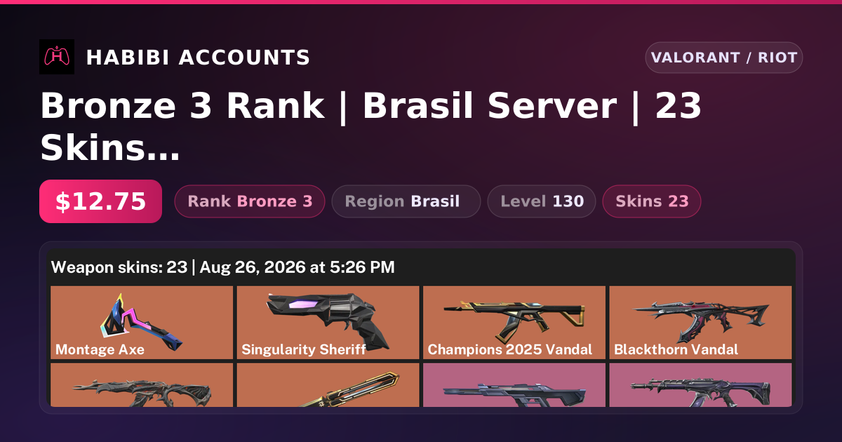 Bronze 3 Rank | Brasil Server | 23 Skins | 2 Knives | Level 130 — HabibiAccounts