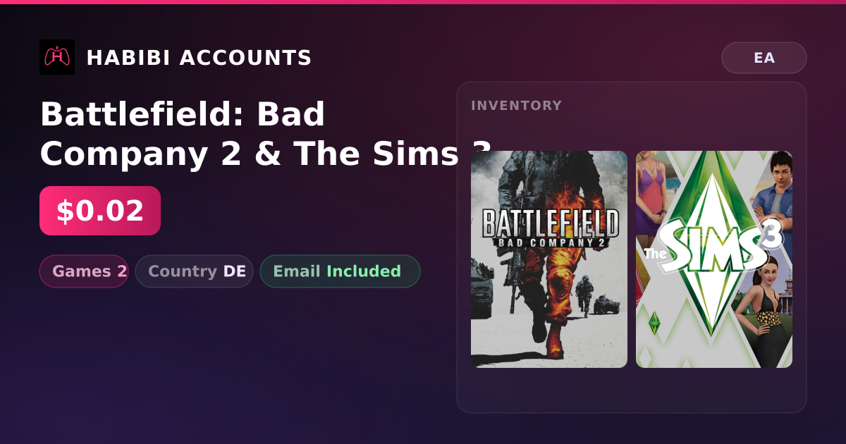 Battlefield: Bad Company 2 & The Sims 3 | 2 Games — HabibiAccounts