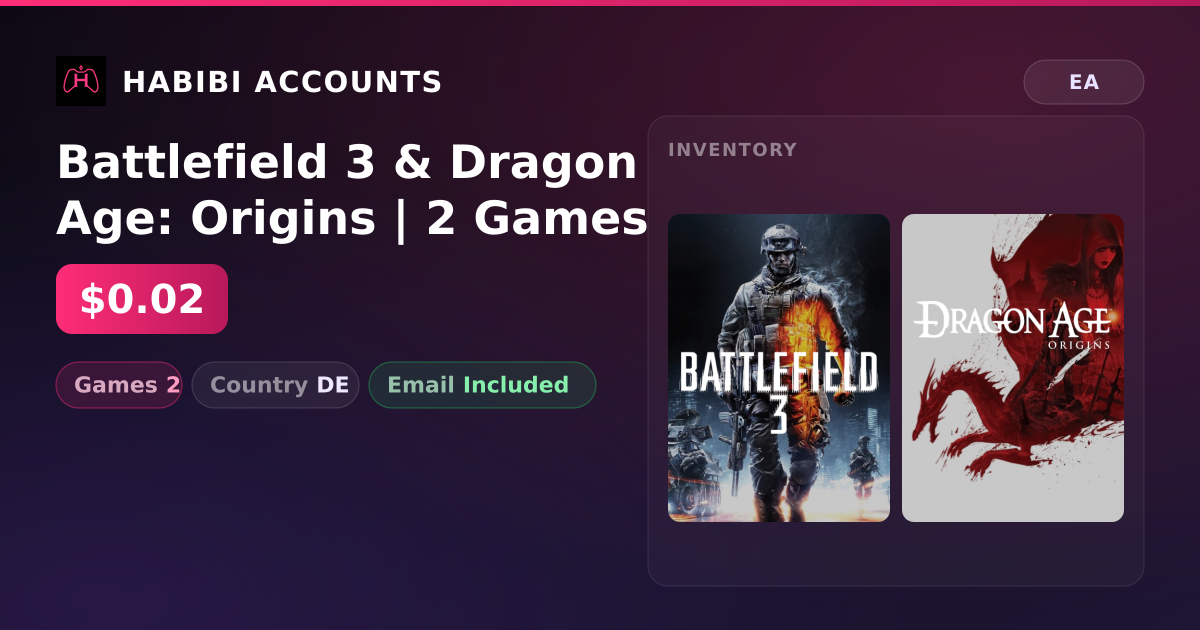 Battlefield 3 & Dragon Age: Origins | 2 Games — HabibiAccounts