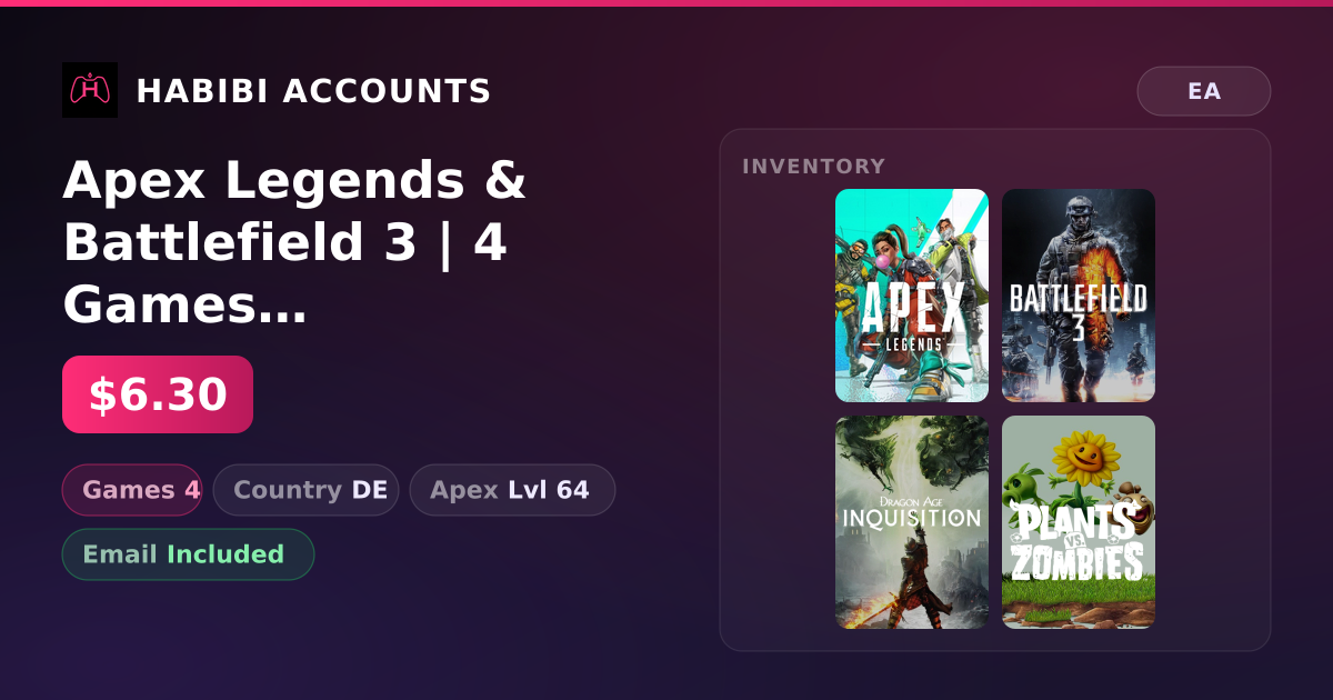 Apex Legends & Battlefield 3 | 4 Games | Apex Lvl 64 — HabibiAccounts