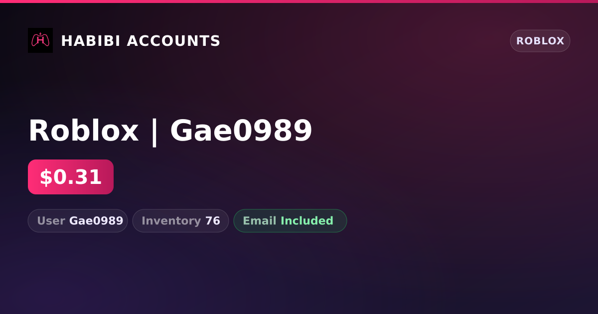 Roblox | Gae0989 — HabibiAccounts