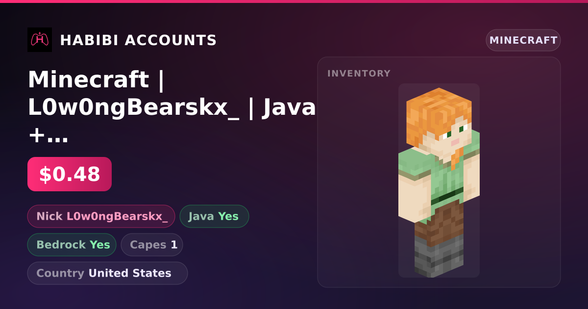 Minecraft | L0w0ngBearskx_ | Java + Bedrock | 1 Capes — HabibiAccounts