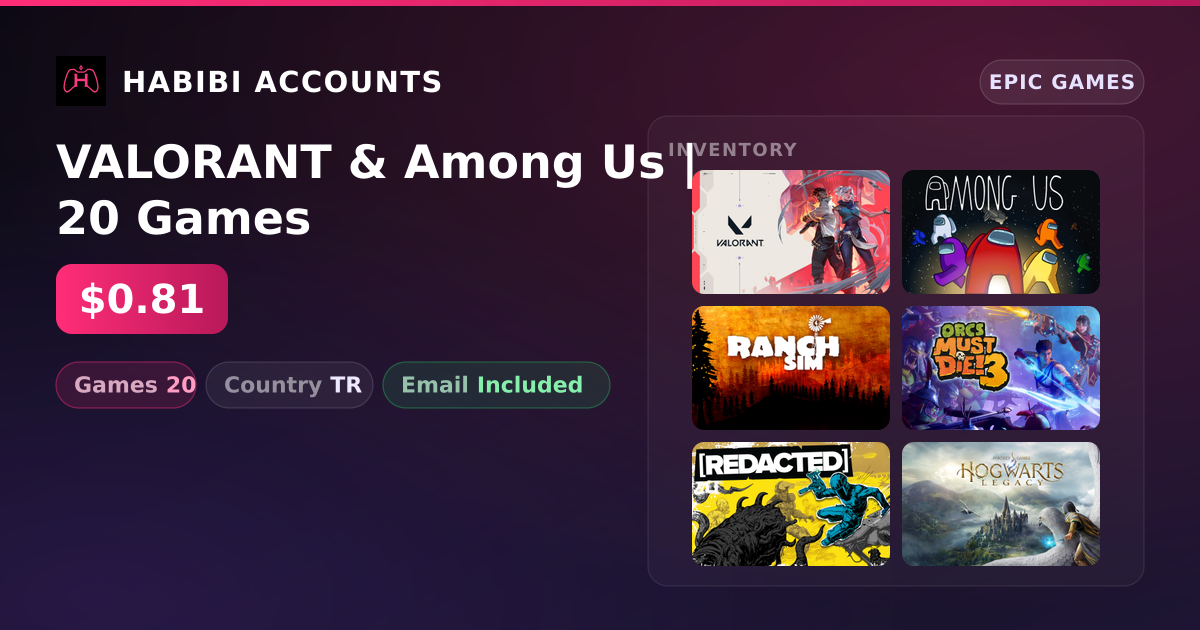 VALORANT & Among Us | 20 Games — HabibiAccounts