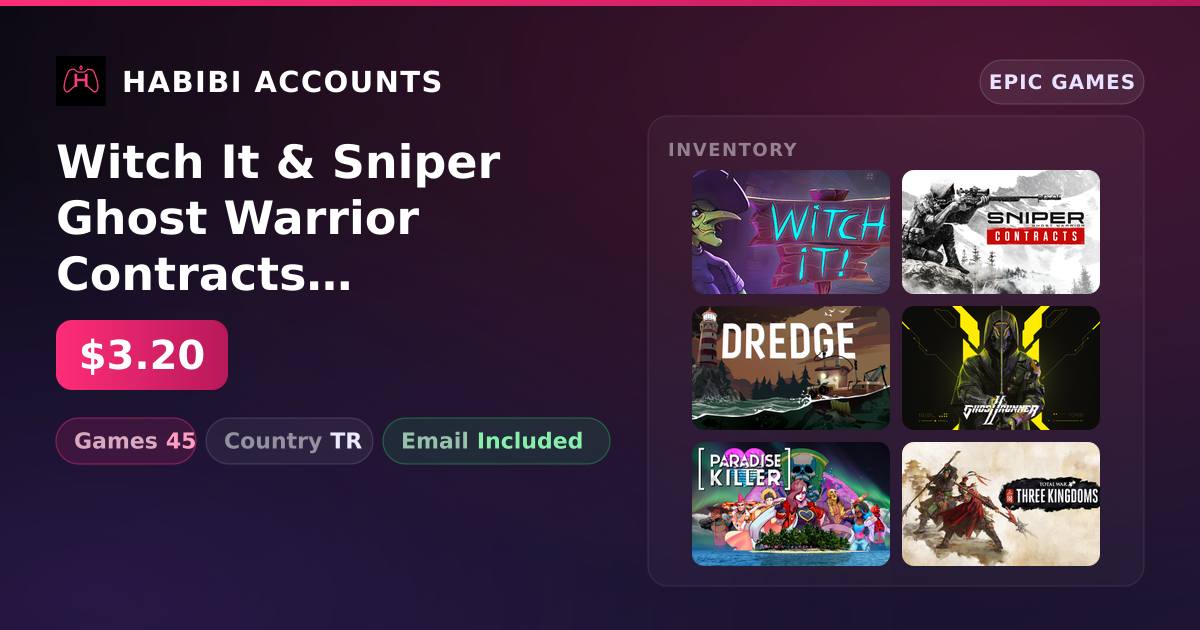 Witch It & Sniper Ghost Warrior Contracts | 45 Games — HabibiAccounts