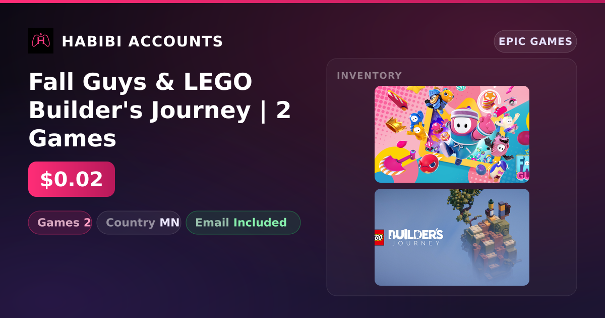Fall Guys & LEGO Builder's Journey | 2 Games — HabibiAccounts