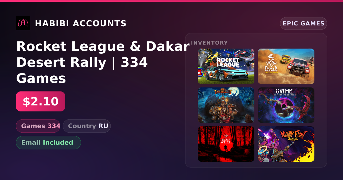 Rocket League & Dakar Desert Rally | 334 Games — HabibiAccounts