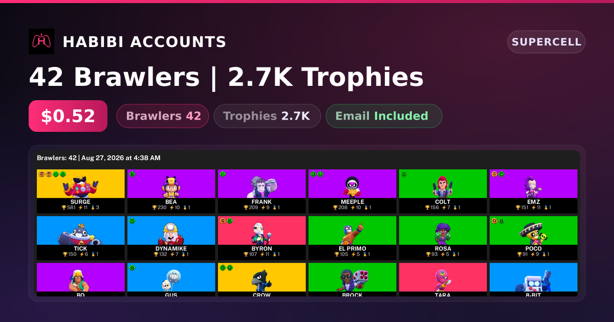 42 Brawlers | 2.7K Trophies — HabibiAccounts