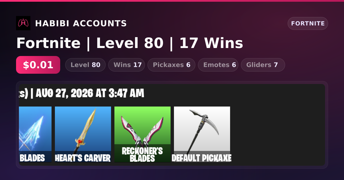 Fortnite | Level 80 | 17 Wins — HabibiAccounts