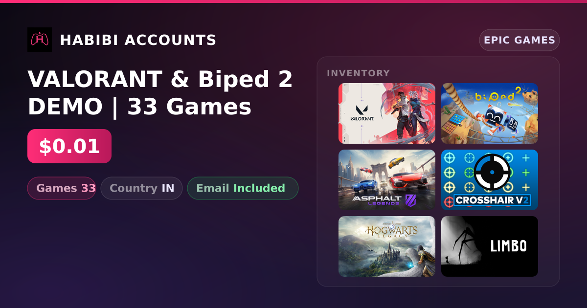 VALORANT & Biped 2 DEMO | 33 Games — HabibiAccounts