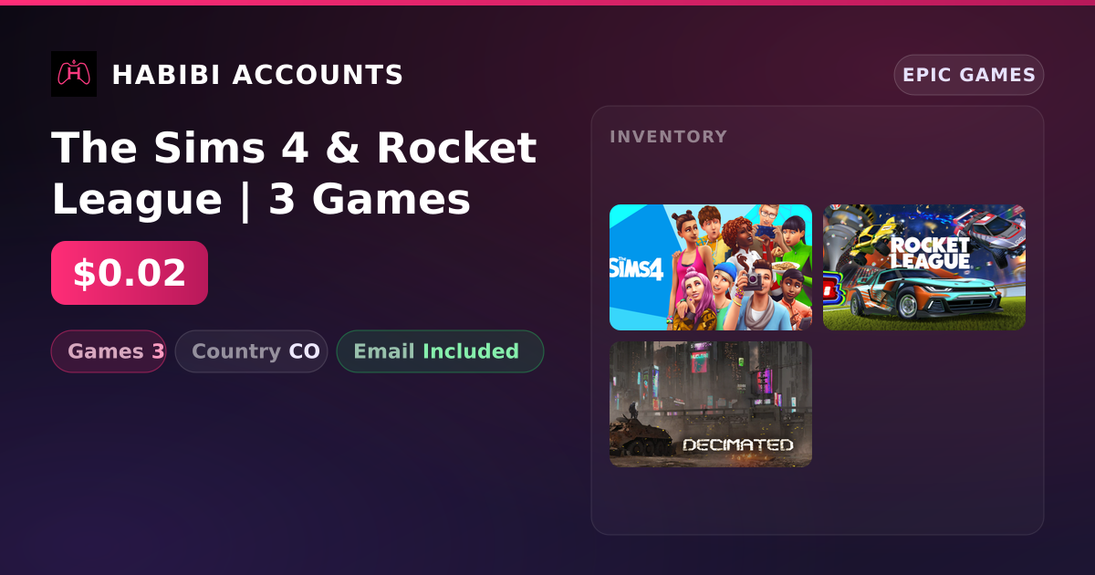 The Sims 4 & Rocket League | 3 Games — HabibiAccounts