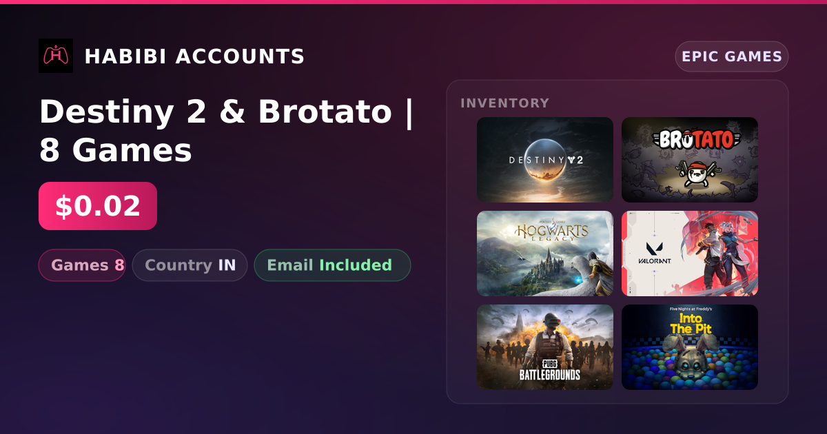 Destiny 2 & Brotato | 8 Games — HabibiAccounts
