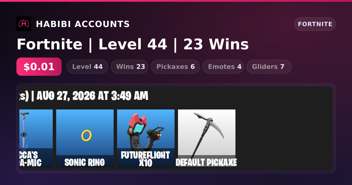 Fortnite | Level 44 | 23 Wins — HabibiAccounts