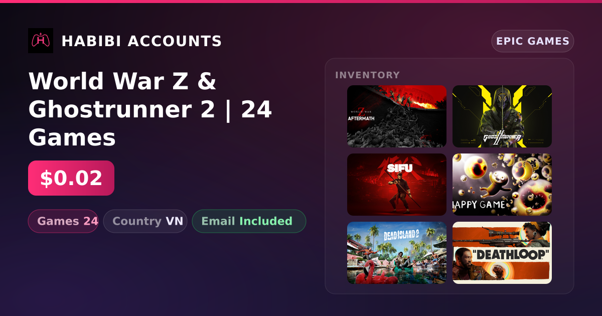 World War Z & Ghostrunner 2 | 24 Games — HabibiAccounts
