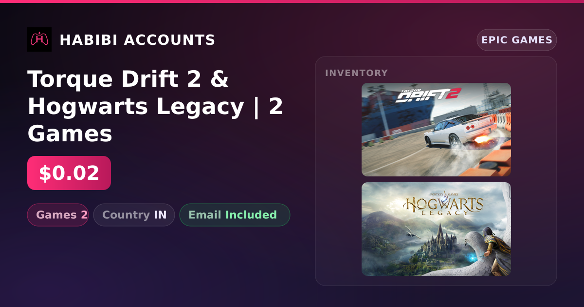 Torque Drift 2 & Hogwarts Legacy | 2 Games — HabibiAccounts