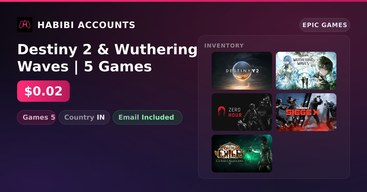 Destiny 2 & Wuthering Waves | 5 Games — HabibiAccounts