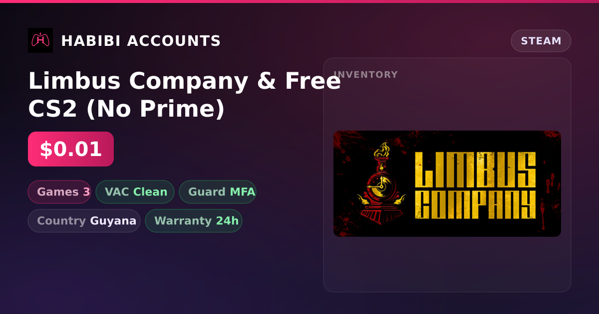 Limbus Company & Free CS2 (No Prime) — HabibiAccounts