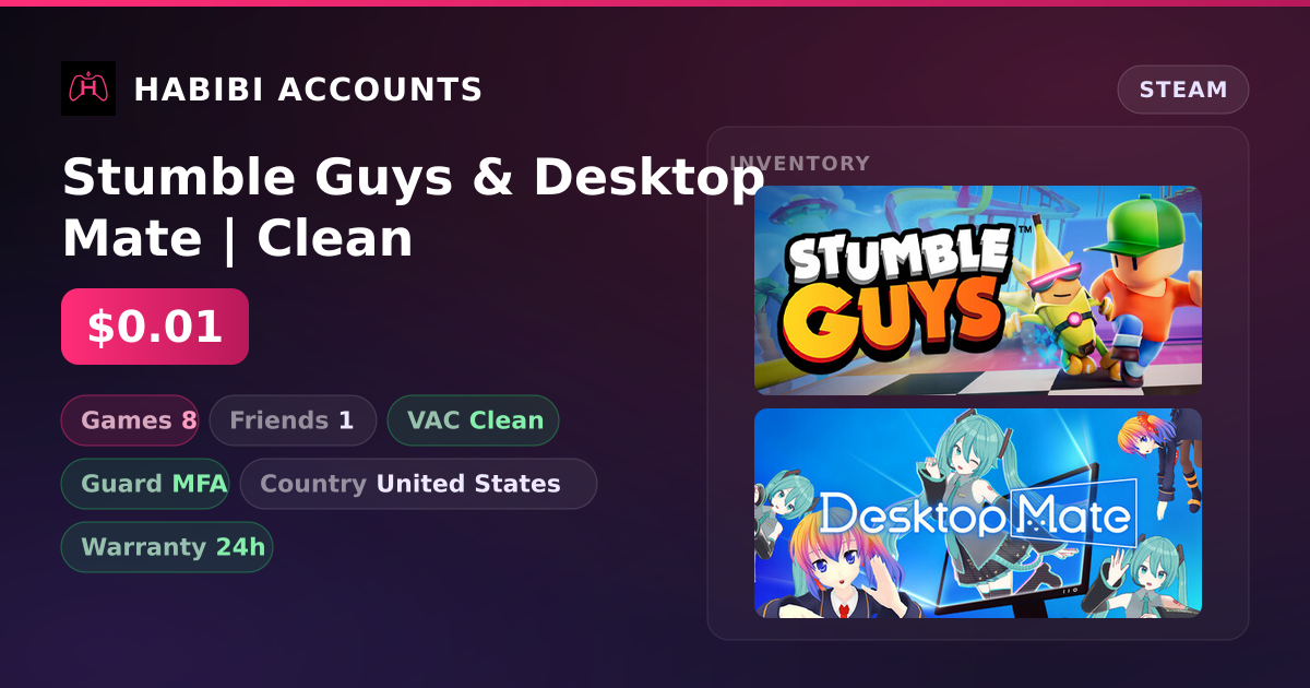 Stumble Guys & Desktop Mate | Clean — HabibiAccounts