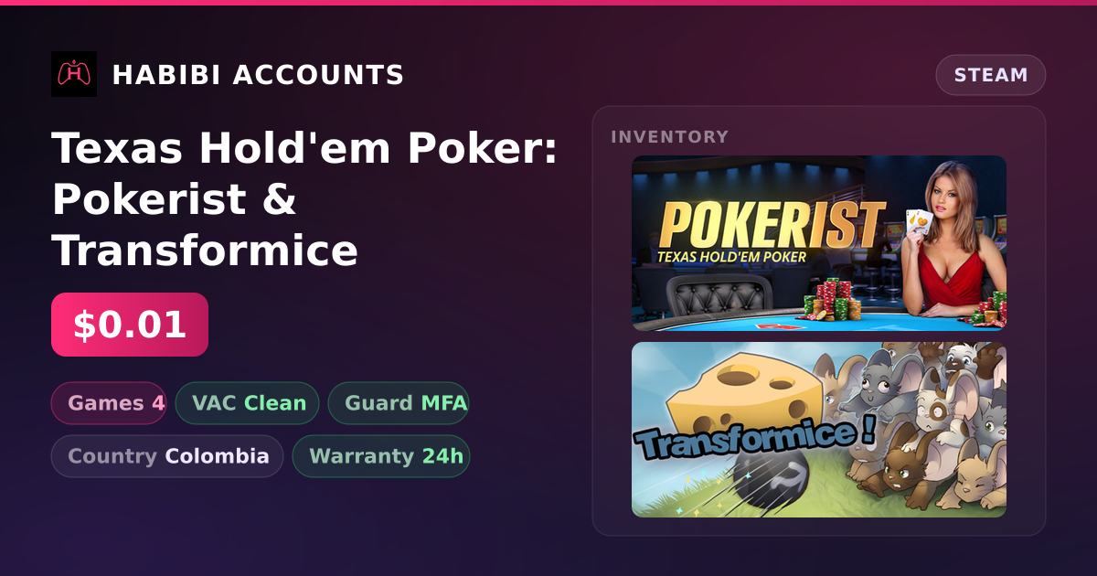 Texas Hold'em Poker: Pokerist & Transformice — HabibiAccounts