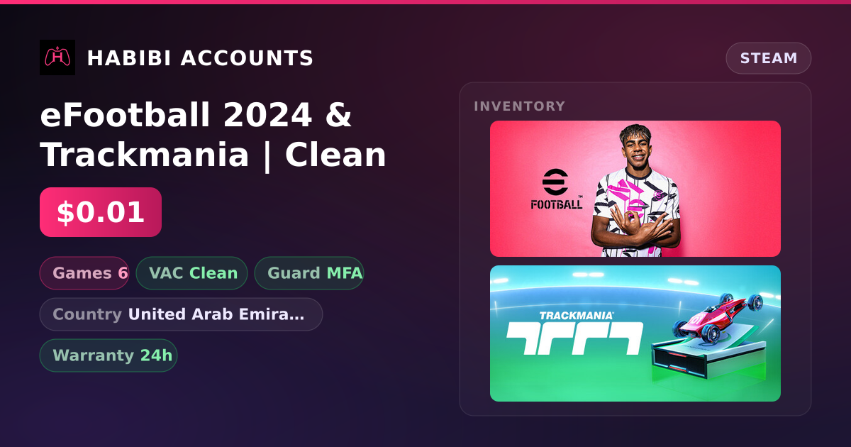 eFootball 2024 & Trackmania | Clean — HabibiAccounts