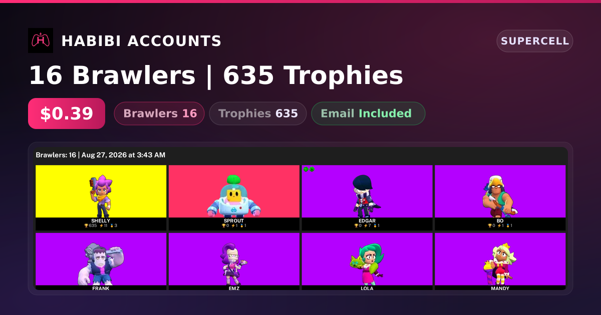 16 Brawlers | 635 Trophies — HabibiAccounts