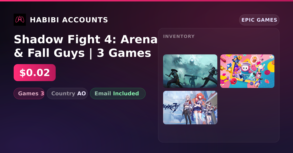 Shadow Fight 4: Arena & Fall Guys | 3 Games — HabibiAccounts