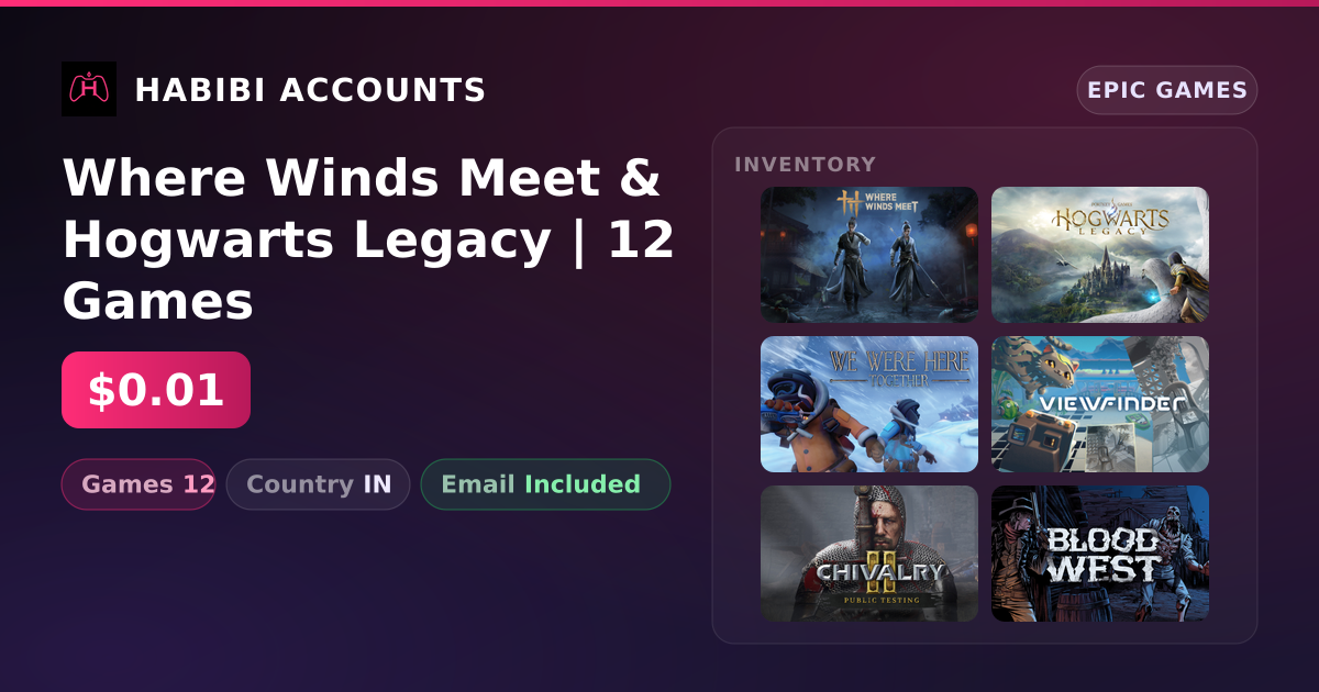 Where Winds Meet & Hogwarts Legacy | 12 Games — HabibiAccounts