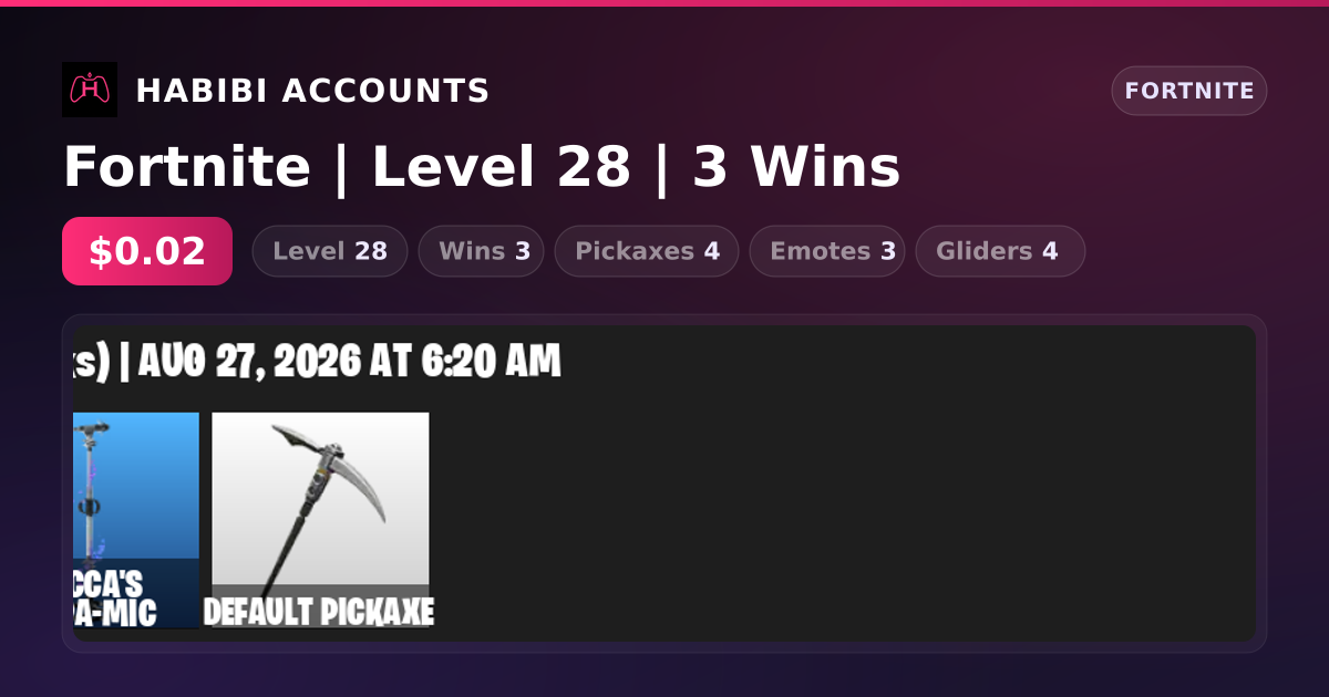 Fortnite | Level 28 | 3 Wins — HabibiAccounts
