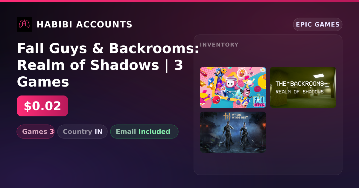 Fall Guys & Backrooms: Realm of Shadows | 3 Games — HabibiAccounts