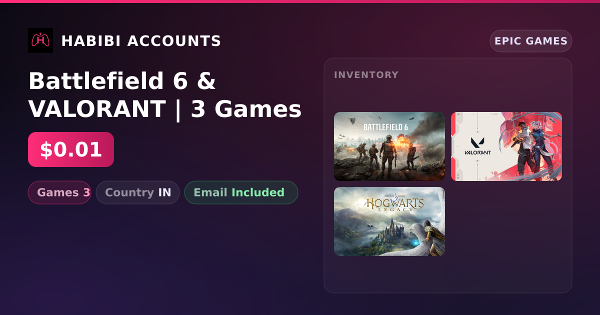 Battlefield 6 & VALORANT | 3 Games — HabibiAccounts