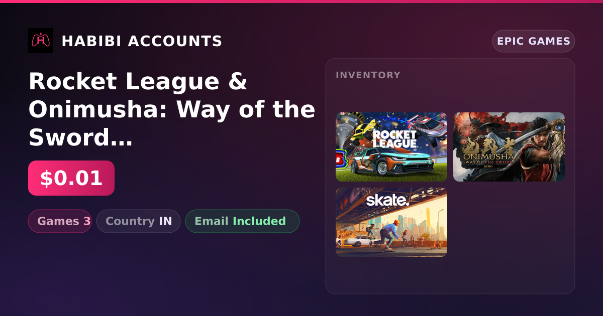 Rocket League & Onimusha: Way of the Sword DEMO | 3 Games — HabibiAccounts