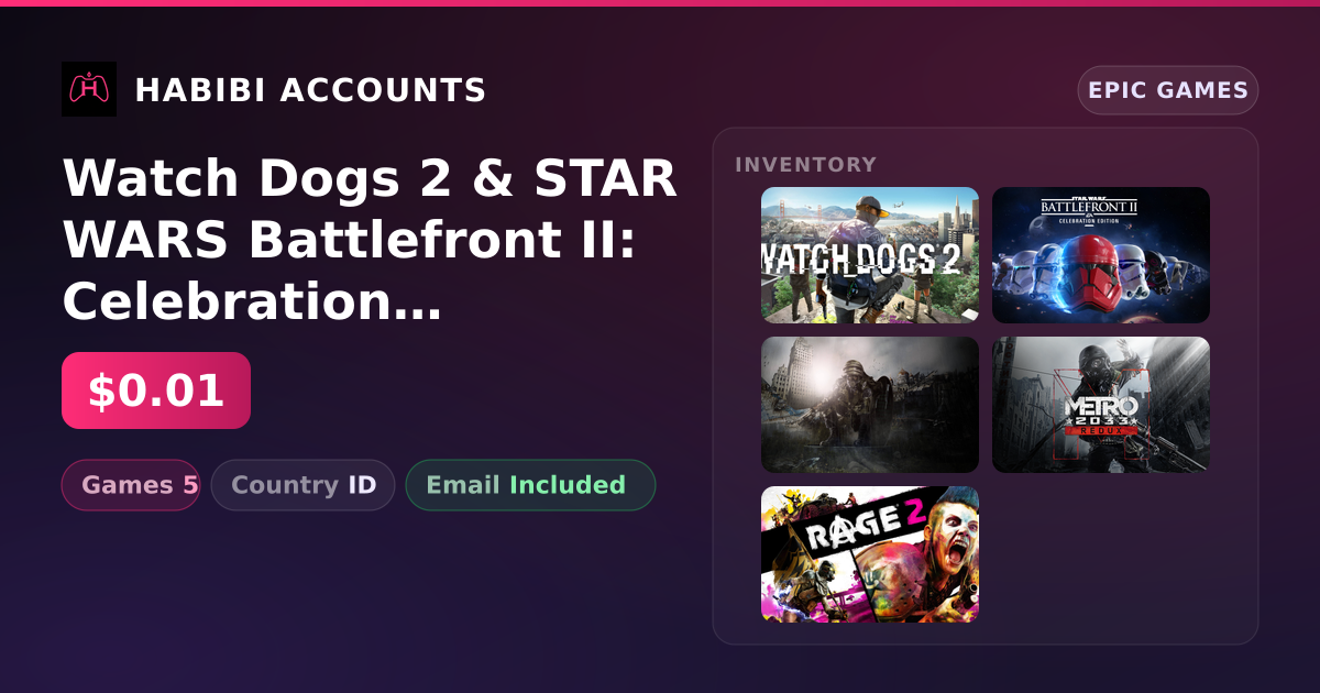 Watch Dogs 2 & STAR WARS Battlefront II: Celebration Edition | 5 Games — HabibiAccounts