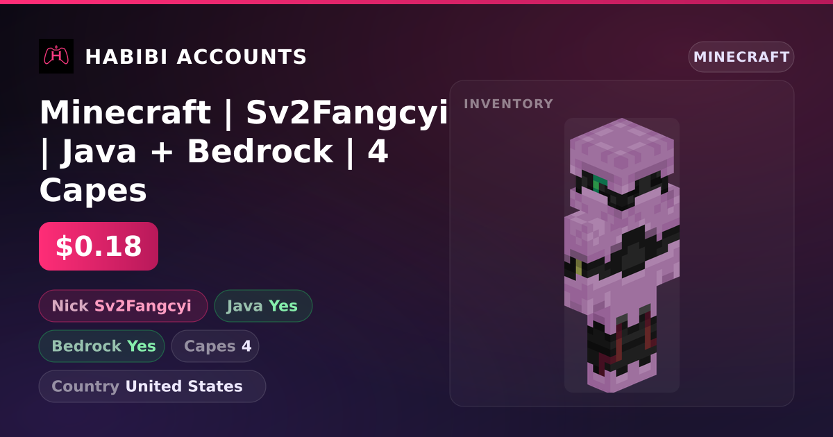 Minecraft | Sv2Fangcyi | Java + Bedrock | 4 Capes — HabibiAccounts