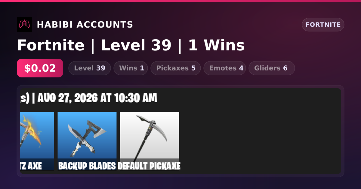 Fortnite | Level 39 | 1 Wins — HabibiAccounts