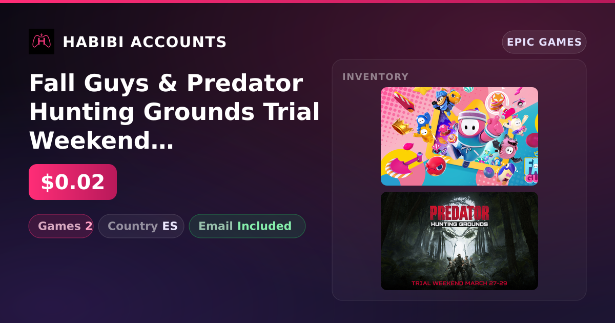 Fall Guys & Predator Hunting Grounds Trial Weekend | 2 Games — HabibiAccounts