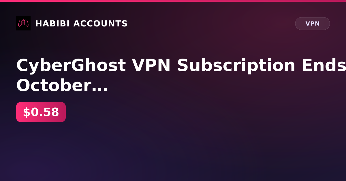 CyberGhost VPN Subscription Ends October 20, 2026 — HabibiAccounts