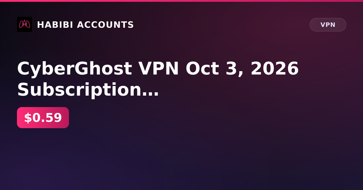 CyberGhost VPN Oct 3, 2026 Subscription Ends — HabibiAccounts