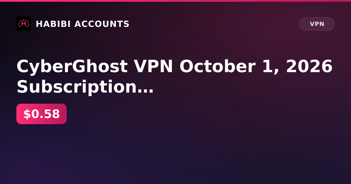 CyberGhost VPN October 1, 2026 Subscription Ends — HabibiAccounts