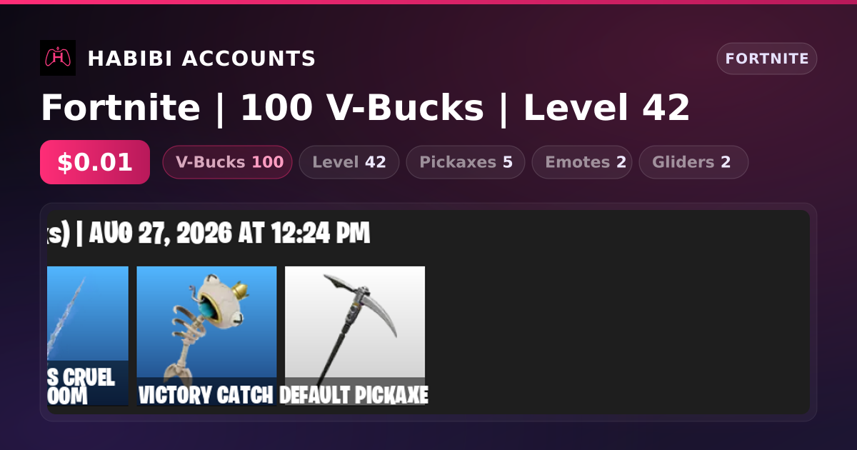 Fortnite | 100 V-Bucks | Level 42 — HabibiAccounts