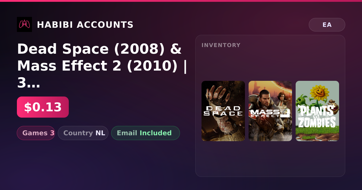 Dead Space (2008) & Mass Effect 2 (2010) | 3 Games — HabibiAccounts